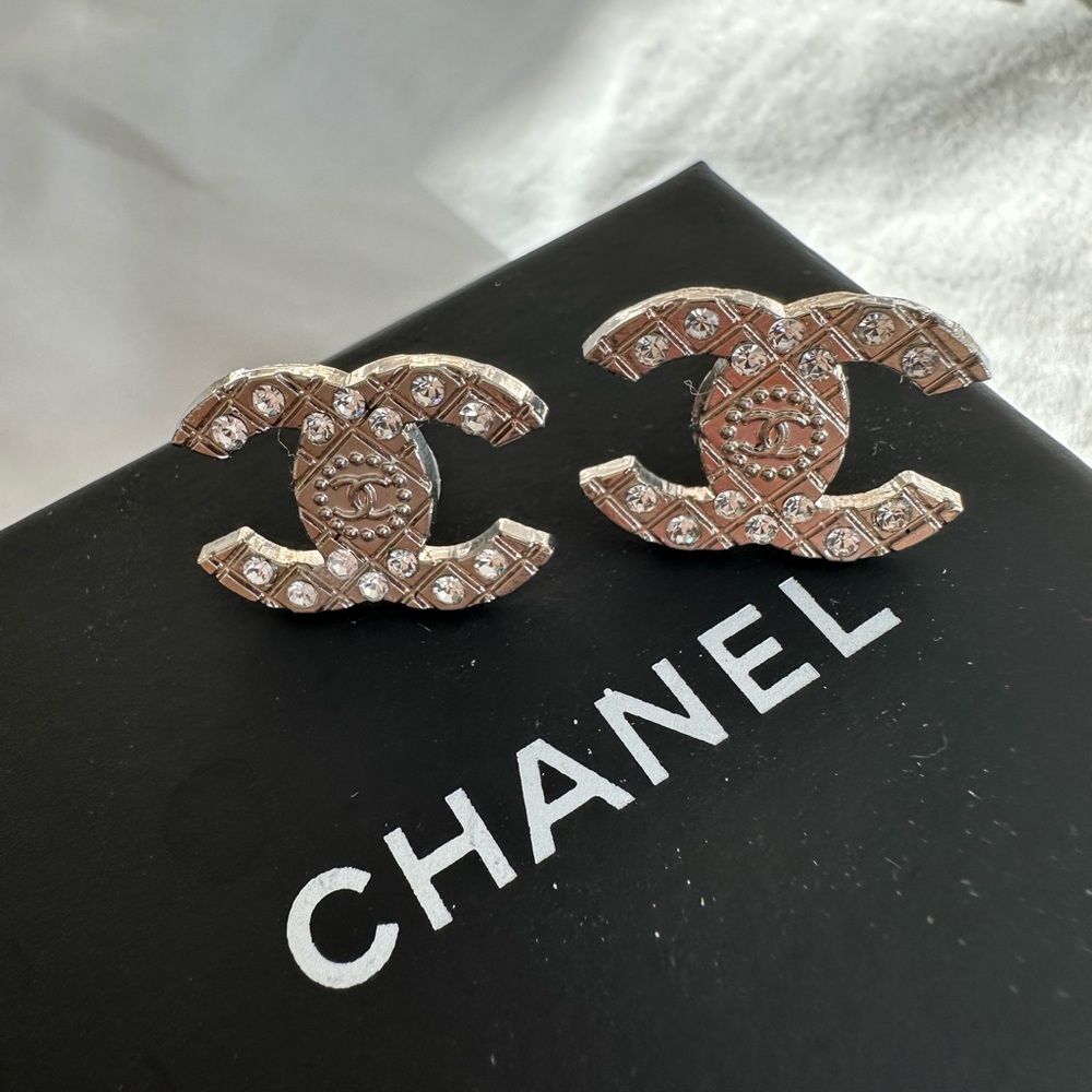 CHANEL Gold and Silver Crystal Earrings - reworked